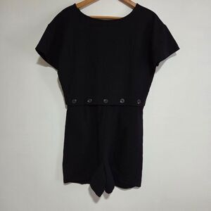LIKE NEW MADEWELL BLACK TEXTURED CUT OUT BACK ROMPER SIZE SMALL